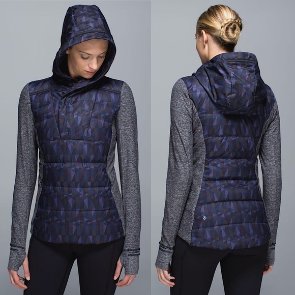 lululemon athletica Jackets & Blazers - Lululemon Fluff Off Pullover Stained Glass Love Nightfall Black 6 Down Jacket
